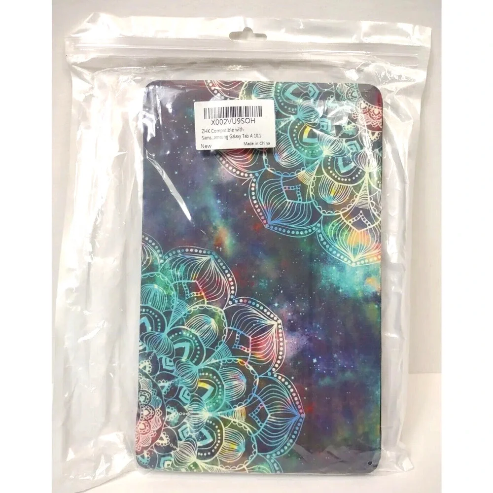ZHK Galaxy Tab 10.0 Plus Folio Case Fold out Stand, Mandala Pattern, Magnets